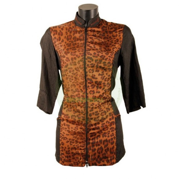 Рубашка с рукавом 3/4 на молнии Tikima Caprezo черный/леопард, размер S 