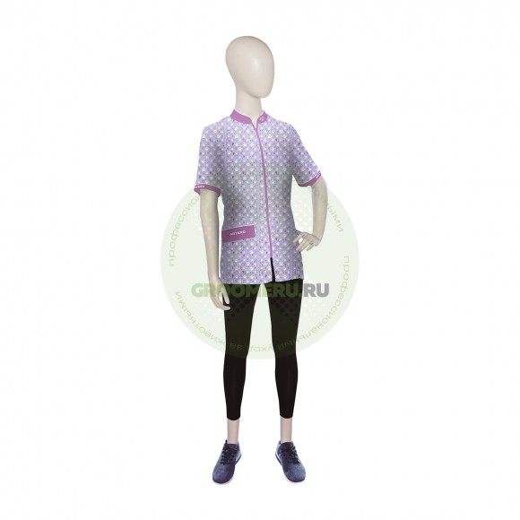 Рубашка Artero на молнии с принтом лапка, фиолетовая, размер XL