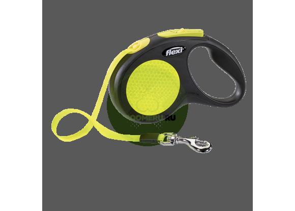 Поводок-рулетка для собак Flexi New Neon S ремень, желтый