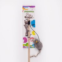 Дразнилка-удочка "Мышка", деревянная палочка 50 см