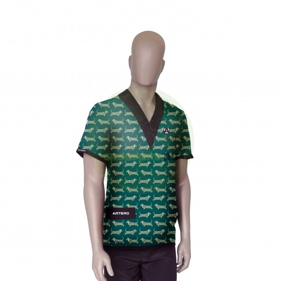 Рубашка Artero с V-образным вырезом и принтом "Таксы", размер XXL
