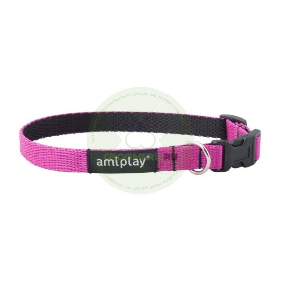 Ошейник регулируемый AmiPlay Twist розовый, размер S