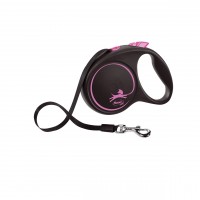 Поводок-рулетка для собак Flexi Black Design M 5 м 25 кг ремень, розовый