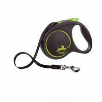 Поводок-рулетка для собак Flexi Black Design L 5 м 50 кг ремень, зеленый