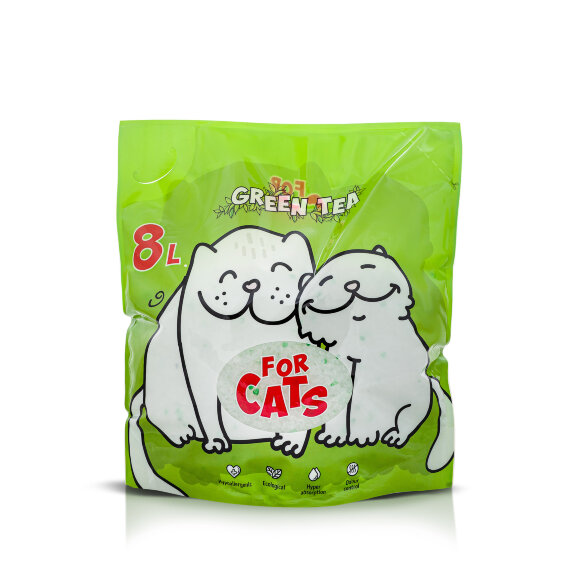 Силикагелевый наполнитель For Cats с ароматом зеленого чая, 8 л