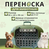 Переноска пластиковая Petmode 55х40х35 см с боковой пластиковой дверцей