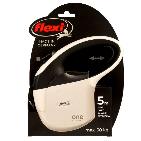 Поводок-рулетка Flexi One For All ленточный до 30 кг, черно/белый