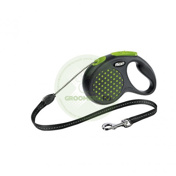 Поводок-рулетка для собак Flexi Design S 5 м трос зеленый (снято с производства)