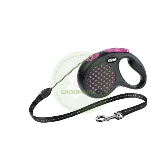 Поводок-рулетка для собак Flexi Design S 5 м трос розовый (снято с производства)
