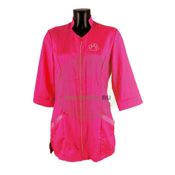 Рубашка грумера на молнии Tikima Aleria розовая, размер S
