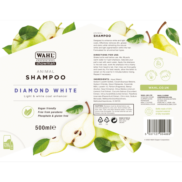 Шампунь Wahl Diamond White для светлой и белой шерсти, 500 мл