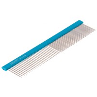 Расческа DeLight с плоской синей ручкой и  комбинированными зубцами 50/50, 19 см