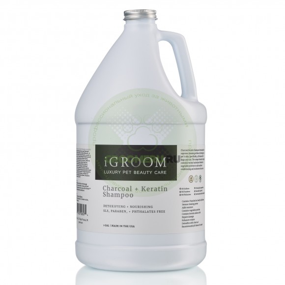 Шампунь iGroom Charcoal+Keratin для детоксикации и питания, 473 мл