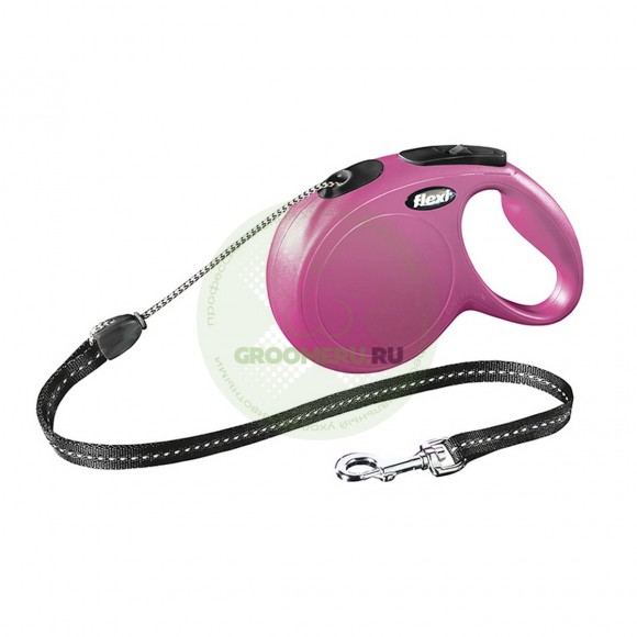 Рулетка-поводок для собак Flexi New Classic M 8 м трос розовый (уценка)