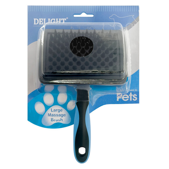 Щетка DeLIGHT резиновая массажная с длинным зубом, большая