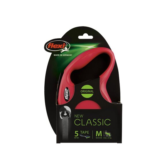 Поводок-рулетка для собак New Classic 25 кг 5 м ремень красный Поводок-рулетка для собак New Classic 25 кг 5 м ремень красный