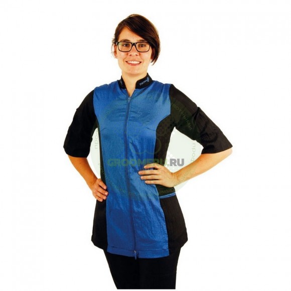 Рубашка с рукавом 3/4 на молнии Tikima Caprezo черная/синяя, размер XL