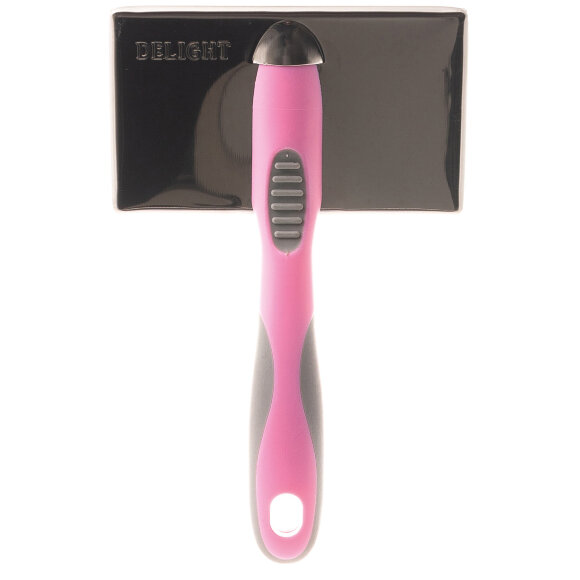 Пуходёрка DeLIGHT  металл. длиннозубый корд для пушистых животных, розовая