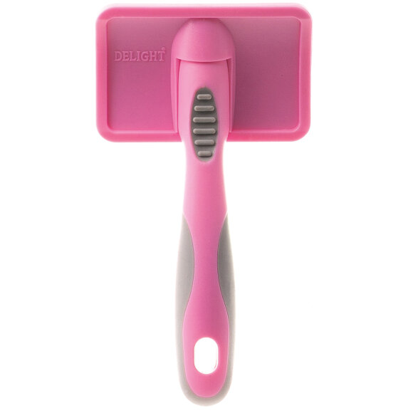 Пуходерка DeLight Pink пластиковая с мягким кордом, малая