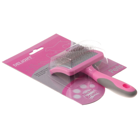 Пуходерка DeLight Pink пластиковая с мягким кордом, малая