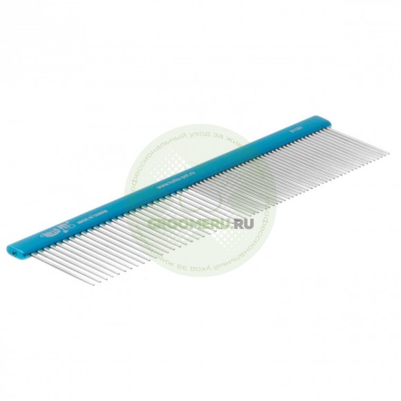 Расческа Hello Pet алюминиевая 19,2 см с синей овальной ручкой