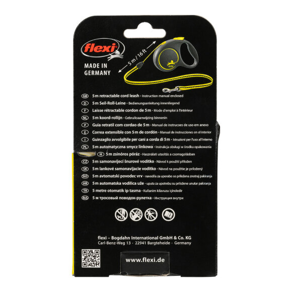 Поводок-рулетка Flexi Fun Neon S трос 5 м 12 кг