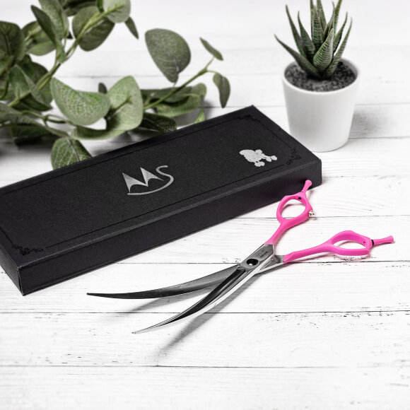 Ножницы Moshou QYL-80 изогнутые, розовые, 8"