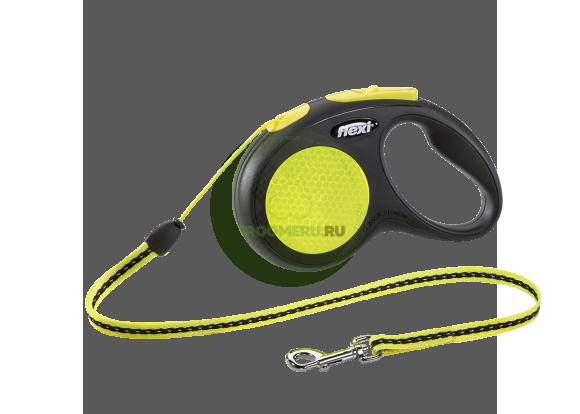 Поводок-рулетка для собак Flexi New Neon S трос, цвет желтый