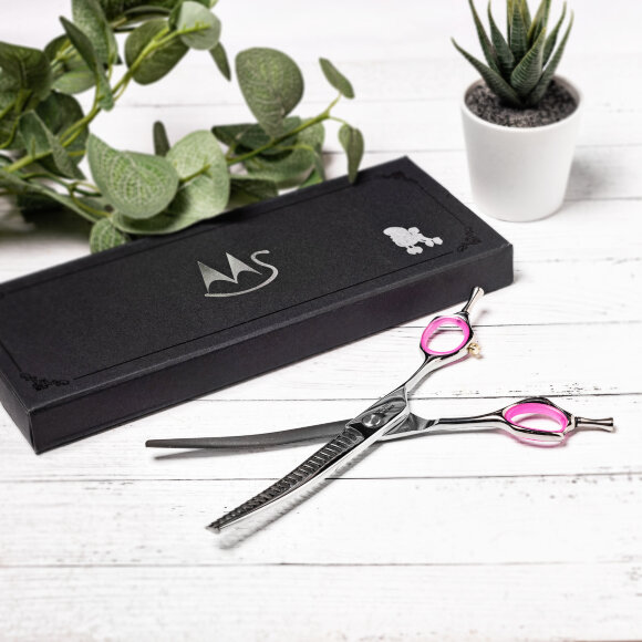 Ножницы Moshou QYL-7025 изогнутые шанкеры, 7" 25 зубцов