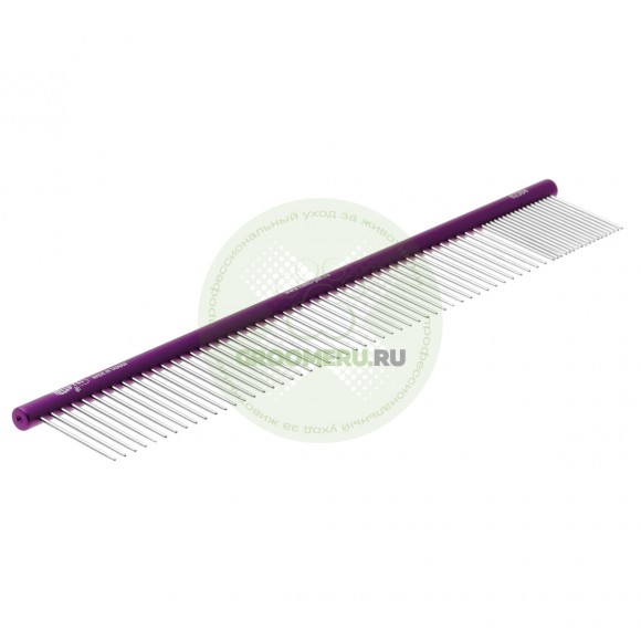 Расческа Hello Pet алюминиевая 30 см 85/15 с круглой фиолетовой ручкой