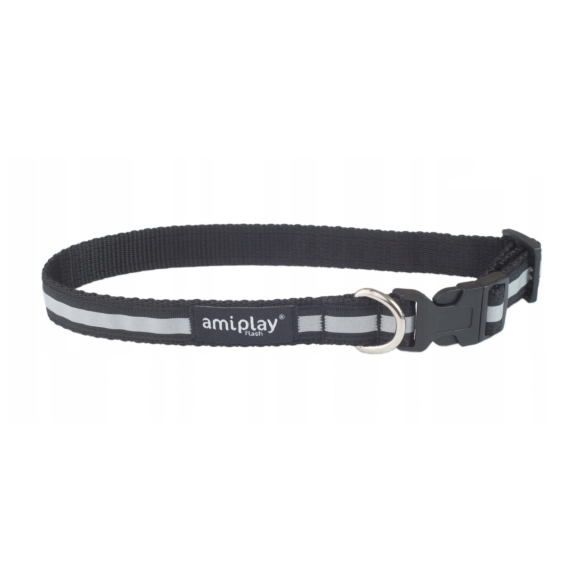Ошейник регулируемый AmiPlay Shine черный, размер M