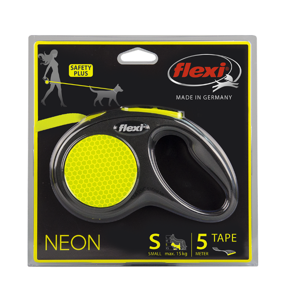Поводок-рулетка для собак Flexi New Neon S ремень, желтый