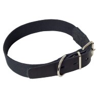 Ошейник Каскад брезентовый с кожаной вставкой 27-35 см, черный Ошейник Каскад брезентовый с кожаной вставкой 27-35 см, черный