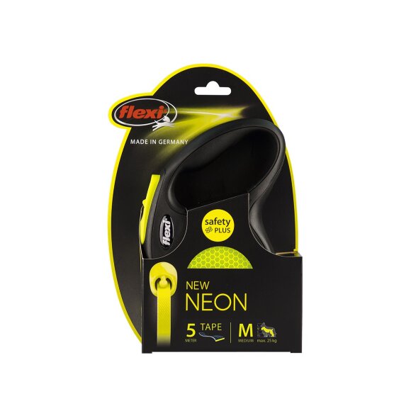 Поводок-рулетка для собак Flexi New Neon L ремень, цвет желтый Поводок-рулетка для собак Flexi New Neon L ремень, цвет желтый