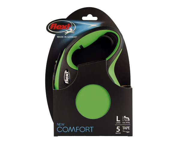 Поводок-рулетка для собак Flexi New Comfort L 5 м ремень зеленый (снято с производства)