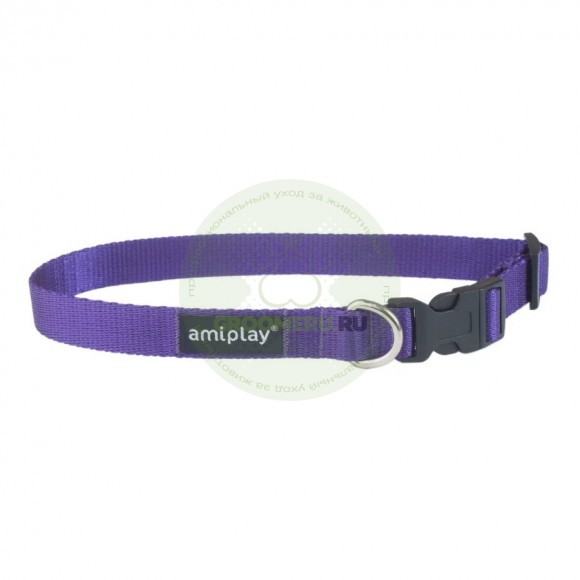 Ошейник регулируемый AmiPlay Basic фиолетовый, размер L