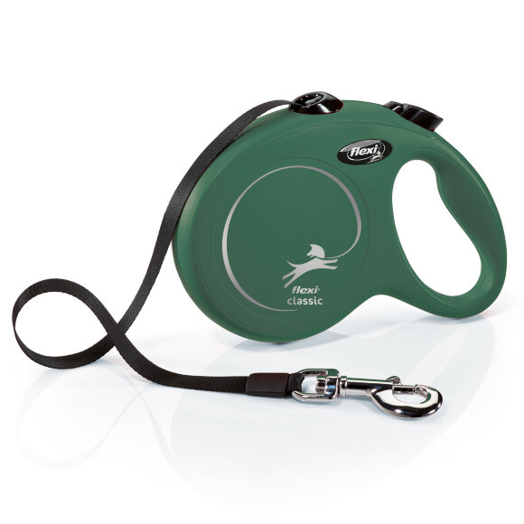 Поводок-рулетка для собак Flexi New Classic L 50 кг 5 м ремень, оливковый Поводок-рулетка для собак Flexi New Classic L 50 кг 5 м ремень, оливковый