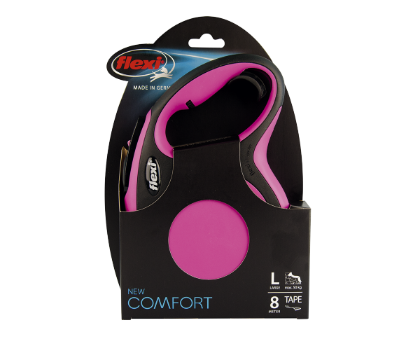 Поводок-рулетка для собак Flexi New Comfort L 8 м ремень розовый (снято с производства)
