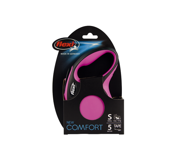 Поводок-рулетка для собак Flexi New Comfort S 5 м ремень розовый