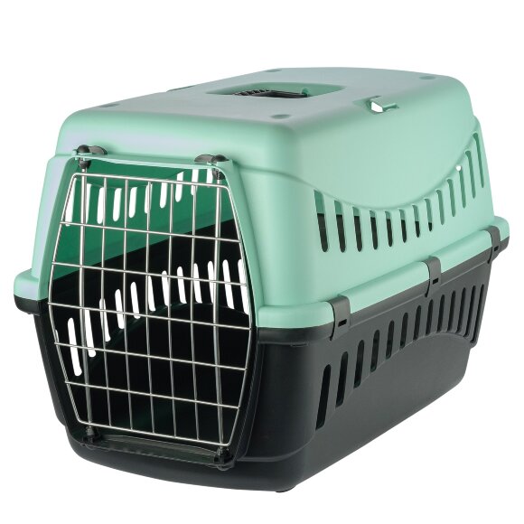 Переноска пластиковая Gipsy Porta с металлической дверцей, 58x38x38 см, бирюзовая Переноска пластиковая Gipsy Porta с металлической дверцей, 58x38x38 см, бирюзовая