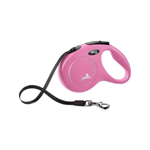 Поводок-рулетка для собак New Classic 25 кг 5 м ремень розовый