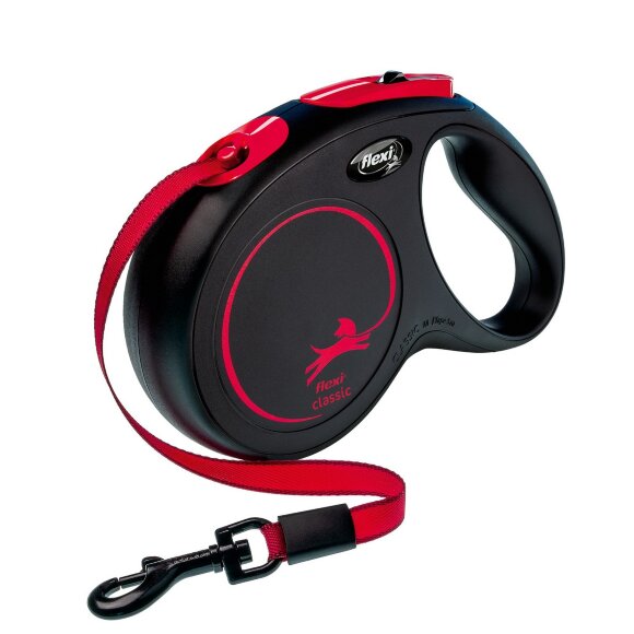 Поводок-рулетка для собак Flexi New Classic M 25 кг 5 м ремень, красный Поводок-рулетка для собак Flexi New Classic M 25 кг 5 м ремень, красный
