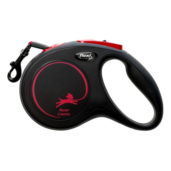 Поводок-рулетка для собак Flexi New Classic M 25 кг 5 м ремень, красный Поводок-рулетка для собак Flexi New Classic M 25 кг 5 м ремень, красный