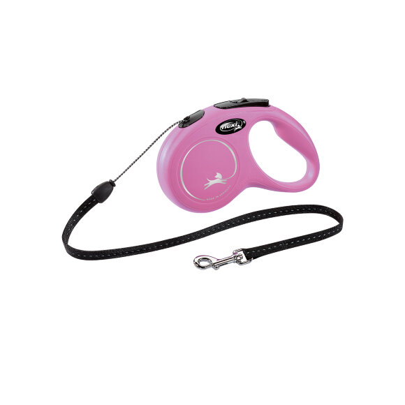 Рулетка-поводок для собак Flexi New Classic 20 кг 8 м трос розовый