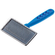 Пуходерка DeLight металлическая с пластиковой синей ручкой, средняя Пуходерка DeLight металлическая с пластиковой синей ручкой, средняя