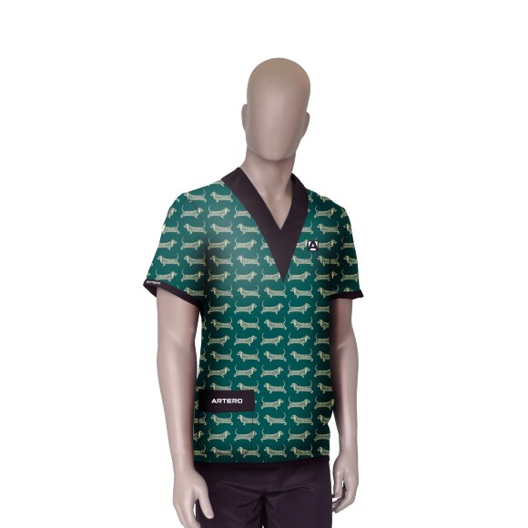 Рубашка Artero с V-образным вырезом и принтом "Таксы", размер L