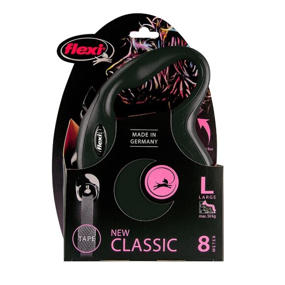 Поводок-рулетка для собак New Classic 50 кг 8 м ремень черный