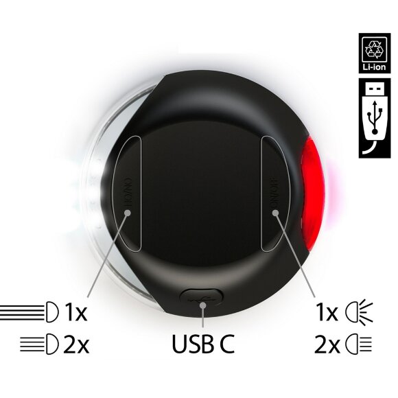 Фонарь переднего/заднего света flexi LED, черный