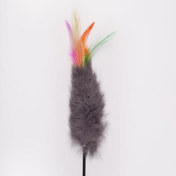 Дразнилка-удочка "Мех перьями", пластиковая палочка 55 см
