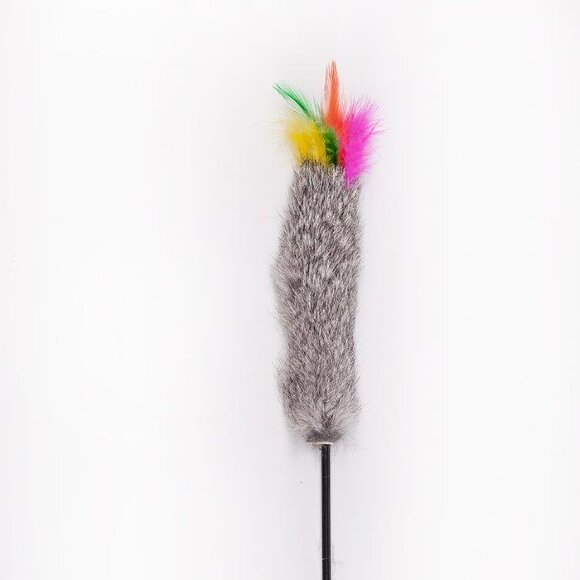Дразнилка-удочка "Мех перьями", пластиковая палочка 55 см